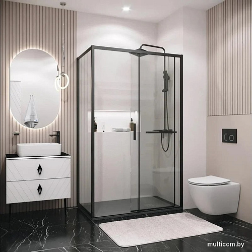 Душевая стенка Grossman Style 90x195 200.K33.05.90.21.00 (черный матовый, стекло прозрачное)