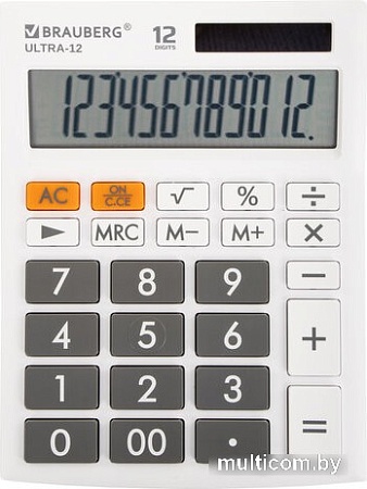 Бухгалтерский калькулятор BRAUBERG Ultra 12-WT 250496 (белый)