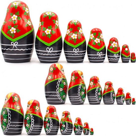 Развивающая игра Брестская Матрешка C ветвями рябины и ромашками (набор 7 шт)