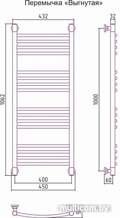 Полотенцесушитель Сунержа Богема+ 1000x400 00-0221-1040