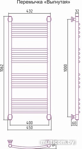 Полотенцесушитель Сунержа Богема+ 1000x400 00-0221-1040