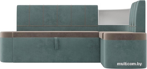 Угловой диван Mebelico Тефида 107509 (правый, коричневый/бирюзовый)