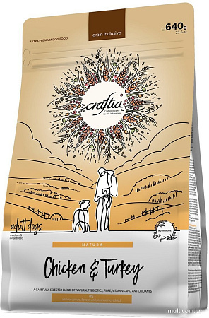 Craftia Natura для средних и крупных пород с курицей и индейкой (640г)
