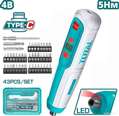 Электроотвертка Total TSDLI04062 (с АКБ, кейс)