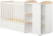 Кроватка-трансформер Polini Kids Ameli 800, с комодом (белый/дуб пастельный)