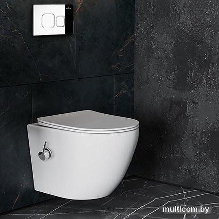 Унитаз подвесной Roxen Antares Bidet в комплекте с инсталляцией StounFix Slim 6 в 1 942567 (кнопка: хром глянец)