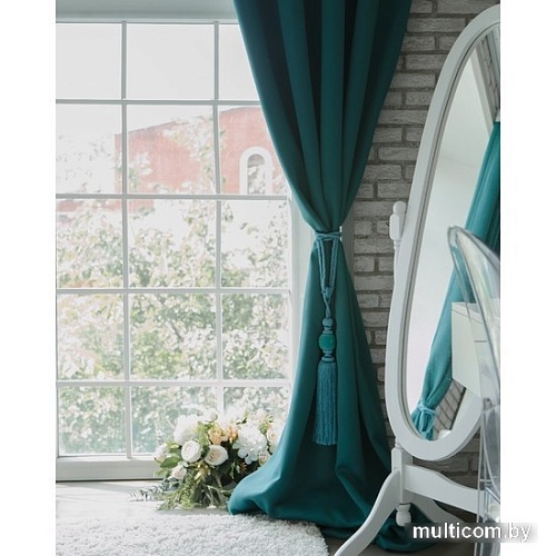 Штора Этель 4292693 1.45x2.65 м (изумрудный, 1 шт)