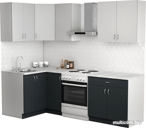 Готовая кухня S-Company Клео лайт 1.2x1.8 левая (антрацит/стальной серый)