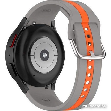 Ремешок Rumi Sport Line силиконовый для Samsung Galaxy Watch4/5 (20 мм, серый/оранжевый)