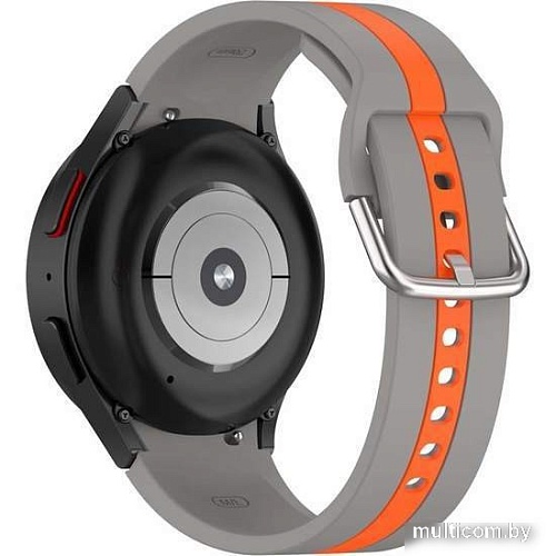 Ремешок Rumi Sport Line силиконовый для Samsung Galaxy Watch4/5 (20 мм, серый/оранжевый)