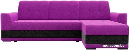 Угловой диван Mebelico Честер 61119 (правый, вельвет, фиолетовый/черный)