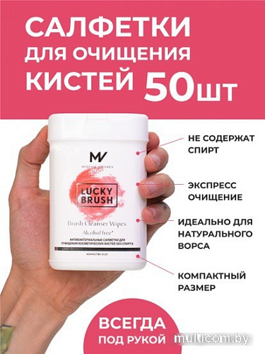 Салфетки для кистей Mischa Vidyaev Lucky Brush Антибактериальные бесспиртовые (50шт)