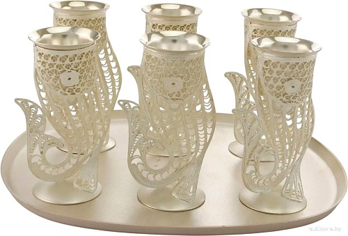 Набор рюмок Кольчугинский мельхиор Рыбки 2 С33783801725