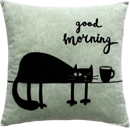 Декоративная подушка Matex Meow. Good Morning 24-767 (мятный/чернильный)