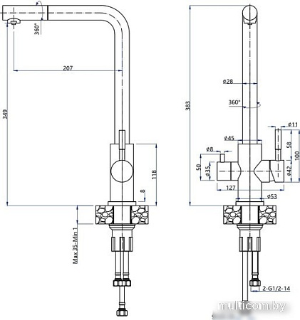 Смеситель GranFest Quarz GF-Z5421 (черный)
