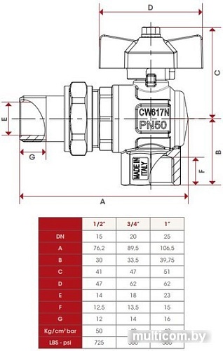 Запорная арматура ITAP Кран шаровый угловой 298 3/4”