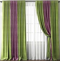 Комплект штор Pasionaria Кирстен 480x260 с подхватами (зеленый/фиолетовый)