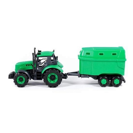 Трактор Полесье Прогресс с прицепом для перевозки животных 94643 (зеленый)