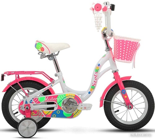 Детский велосипед Stels Mistery C 12 2024 (белый/розовый, разобранный, в коробке)