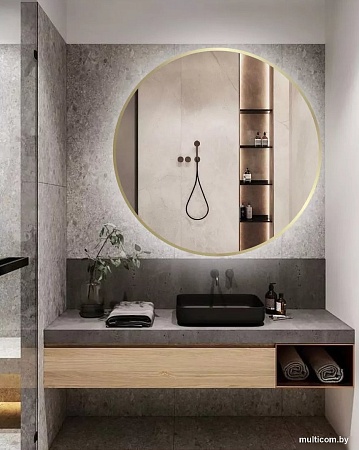 Зеркало с подсветкой eMZe 70 LED.UV.70.70.AUR.MOTION (золотой с УФ-окантовкой и подсветкой)