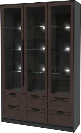 Шкаф-витрина Интерлиния Концепт Тренд КТ-ШВ3 с подсветкой (антрацит/дуб английский)