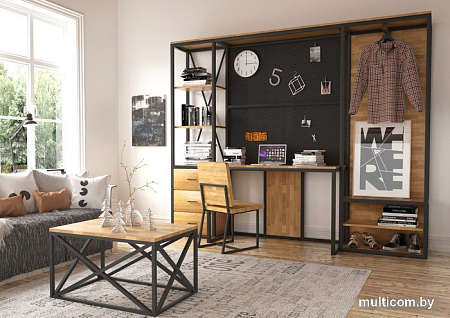 Стенка Millwood Neo Loft ML-1 Л (дуб белый Craft/металл черный)