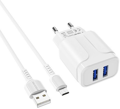 Сетевое зарядное Borofone BA37A 2USB Lightning (белый)