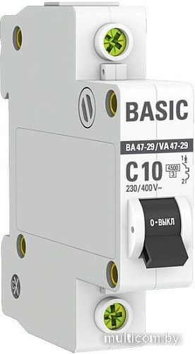 Выключатель автоматический EKF ВА 47-29 1P 10А (С) 4.5кА mcb4729-1-10C
