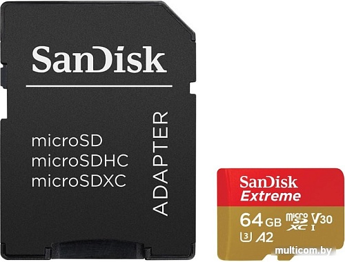 Карта памяти SanDisk Extreme microSDXC SDSQXA2-064G-GN6MA 64GB (с адаптером)
