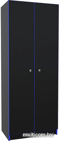 Шкаф распашной МДК Black 2-х створчатый низкий BL-ГШ3С 370x650x1800 (черный/кромка синяя)