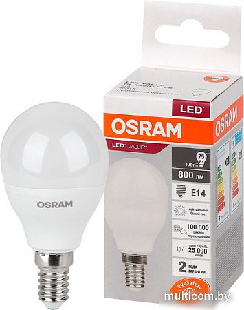 Светодиодная лампочка Osram LED Value Р75 10Вт Е14 4000К