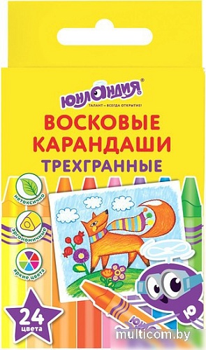 Восковые мелки Юнландия Юнландик и мудрый лис 227291 (24 шт)