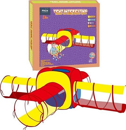 Игровая палатка Pituso Квадрат + 4 туннеля J1088H (100 шаров)