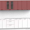 Готовая кухня Интермебель Лион-19 2.6м без столешницы (красная глазурь софт/белый софт)