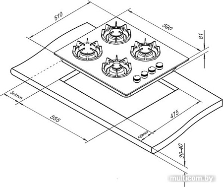 Варочная панель Darina 2T1 BGC341 12 B