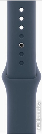 Умные часы Apple Watch SE 2 44 мм (алюминиевый корпус, серебристый/грозовой синий, спортивный силиконовый ремешок S/M)