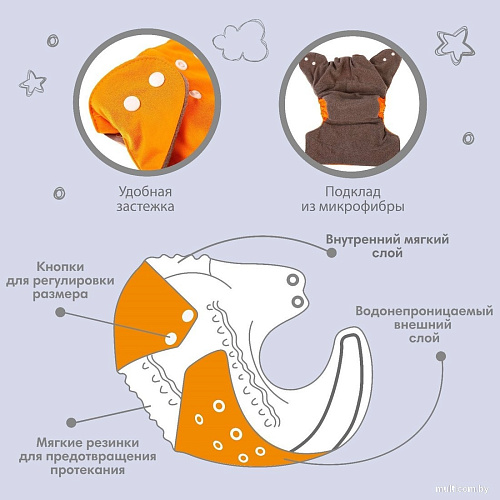 Многоразовый подгузник Крошка Я 9524650 (оранжевый)