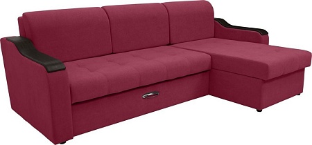 Диван Сириус Лидер-3 с оттоманкой ППУ 260x165 (Eva 16 велюр темно-красный)