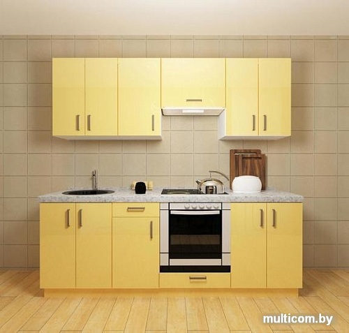 Кухня Хоум Лайн Кристалл Плюс 2300 (ванильный глянец/ванильный глянец)