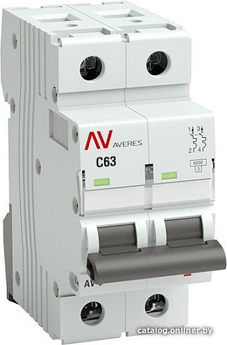 Выключатель автоматический EKF Averes AV-6 2P 63A (C) 6kA mcb6-2-63C-av