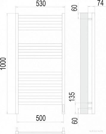 Полотенцесушитель TERMINUS Енисей П12 500x1000 (RAL 9005 черный матовый)