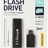 USB Flash Platinet X-Depo USB 3.0 + Type-C Adapter 16GB (черный)