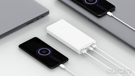 Портативное зарядное устройство Xiaomi Mi Power Bank 3 PLM18ZM USB-C 20000mAh (белый)