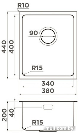 Кухонная мойка Omoikiri Tadzava 38-U/I Ultra 15 IN (нержавеющая сталь)