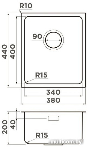 Кухонная мойка Omoikiri Tadzava 38-U/I Ultra 15 IN (нержавеющая сталь)