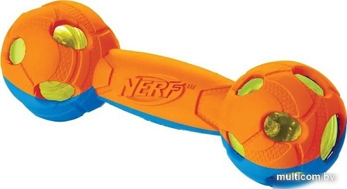 Игрушка для собак Nerf Гантель двухцветная светящаяся 35170