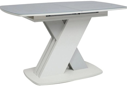 Кухонный стол Аврора София 130-170x80 (стекло серое/светло-серый/белый)