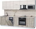 Готовая кухня Интерлиния Мила Лайт 2.9-ПМ4 (вудлайн кремовый/дуб серый/травертин серый)