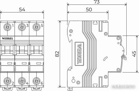 Выключатель автоматический Werkel 3P 50 A C 6 kА W903P506