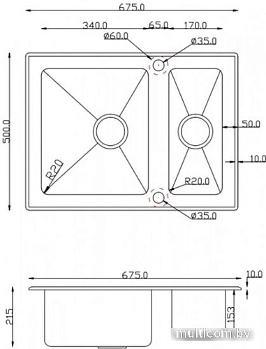 Кухонная мойка ZorG GS 6750-2 (белый)